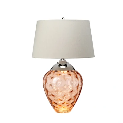 Image of Samara Table Lamp Metal Work Polished Nickel Glassware Salmon