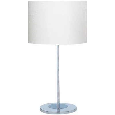 Image of Searchlight Lighting Carter 1 Light Round Table Lamp Chrome with White Fabric Shade, E27