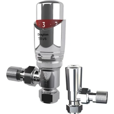 Image of Drayton Chrome TRV4 15mm Angled with Lockshield 07 05 174