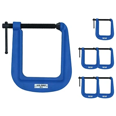 Image of 3 (75mm) Deep Throat (4 1/2&quot;) G Clamp Grip Holder Vice Clamping 6 Pack