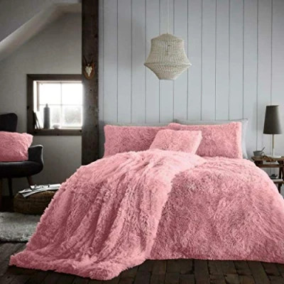 Image of SELECT ED® Luxuries Hug &amp; SNUG Soft Warm Cosy Sofa Bed Fleece Fluffy Duvet Cover + Pillow Case Set (Blush Pink, Single)