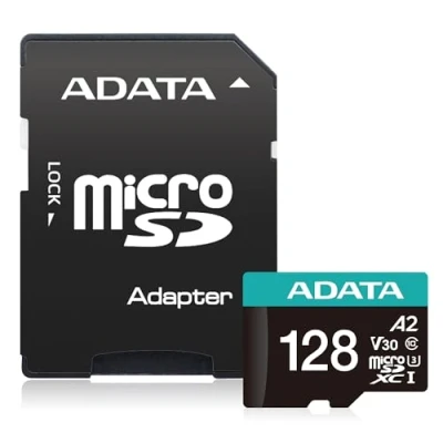 Image of ADATA Premier Pro 128GB microSDXC/SDHC UHS I U3 Class 10(V30S) Memory Card included adapter, black