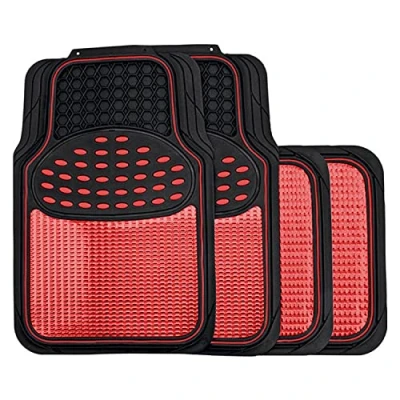 Image of Streetwize SWUXM4 Revelation Mat Set [Red] Metallic Anti Slip Car Mats Heavy Duty, All Weather Interior Accessory (Red)
