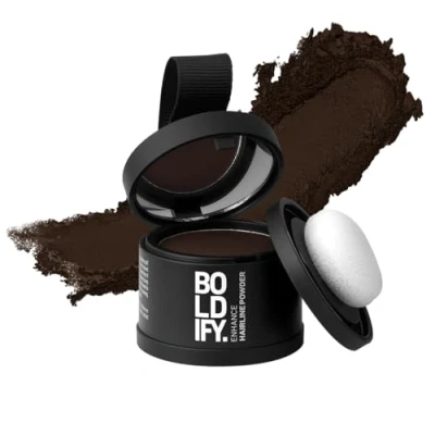 Image of BOLDIFY Hairline Powder Instantly Conceals Hair Loss, Root Touch Up Powder, Toppers for Women &amp; Men, Fibers Thinning Hair, Cover Up, Stain Proof 48 Hour Formula (Dark Brown)