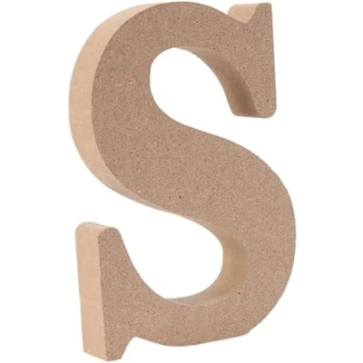 Image of Wooden MDF Letter S Size 8cm Tall Free Standing Letters for Arts &amp; Crafts Personalized Name Decor