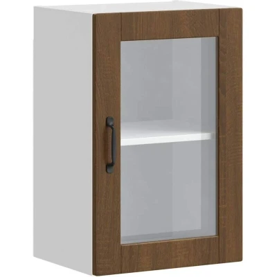 Image of vidaXL Porto Kitchen Wall Cabinet with Glass Door Brown Oak Engineered Wood Storage Solution 80x31x60 cm for