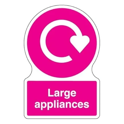 Image of V Safety Shaped WRAP Large Appliances 300 x 400mm Sign 2mm Rigid Plastic