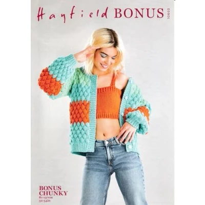 Image of Hayfield Bonus Chunky Knitting Pattern 10603 Cardigan &amp; Bralette