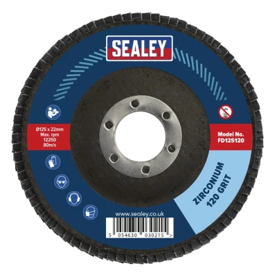 Image of Sealey Flap Disc Zirconium Ø125mm Ø22mm Bore 120Grit
