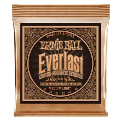 Image of Ernie Ball Everlast Medium Light Coated Phosphor Bronze Acoustic Guitar Strings 12 54 Gauge
