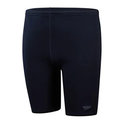 Image of Speedo Junior Boy&#039;s ECO Endurance+ Jammer Swimming Trunks Training Chlorine Resistant Quick Drying Stretch Fabric Recycled Material Comfort Fit, True Navy/White, 11 12 Years