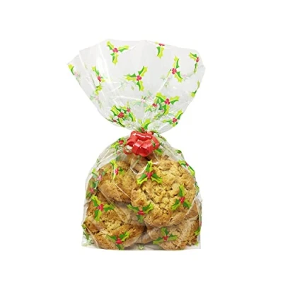 Image of Anniversary House Holly Print Cello Bags With Twist Ties