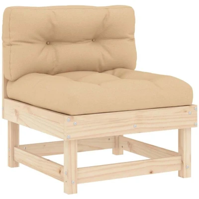 Image of vidaXL Middle Sofa with Cushions Solid Wood Pine