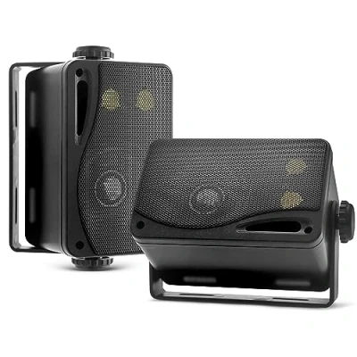 Image of Weatherproof Outdoor Speakers (2 pcs) 3.5Inch 3 way Marine Box Black All Weather Mini 200W with Mounting Kit Wires Included
