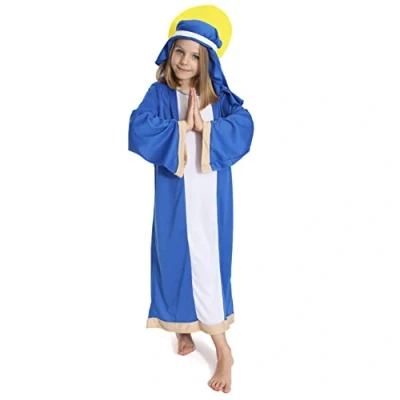 Image of Childs Christmas Virgin Mary Costume X Large Nativity Fancy Dress with Tunic