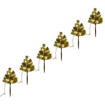 Image of vidaXL Christmas Pathway Trees 6 pcs with Warm White LEDs 45 cm PVC