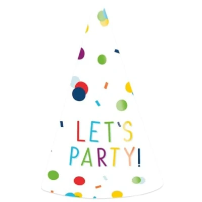 Image of (PKT) 8 Confetti Birthday Party Hats