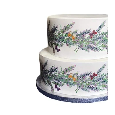 Image of Top That Edible Decor Icing Sheet Lavender Flower &amp; Butterfly Border Ribbon Perfect for Decorating Your Cakes Easy to Use