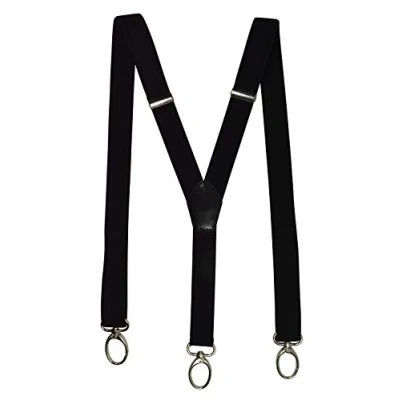 Image of Olata Y Shape Skinny Style Unisex Braces/Suspenders with Carabiner Clips 2.5cm. Black
