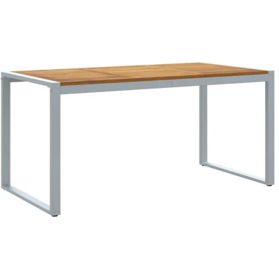 Image of vidaXL Outdoor Dining Table Grey 160x80x75 cm Steel&amp;Solid Wood Acacia