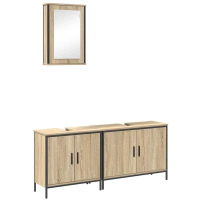 Image of vidaXL 3 Piece Bathroom Furniture Set Sonoma Oak Engineered Wood
