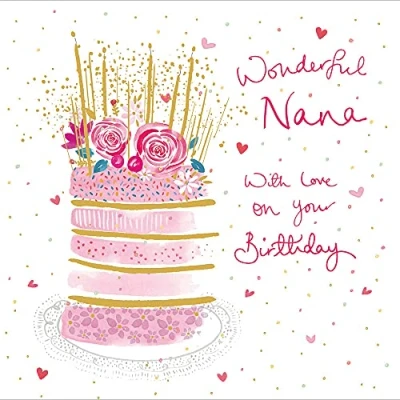 Image of Wonderful Nana Pretty Gold Foiled Birthday Greeting Card Pink Range Cards 474811
