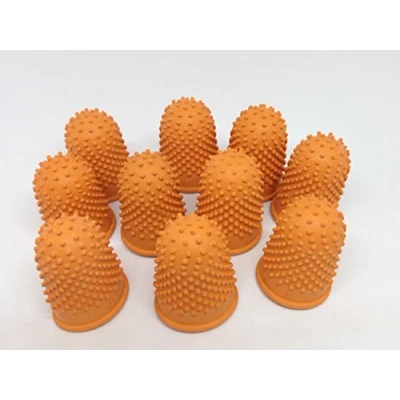 Image of 12 x Quality Thimblette Rubber for Note counting Page turning Size 3 Extra Large Orange