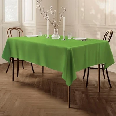 Image of Home Direct Large Rectangular Fabric Tablecloth 140x200cm 55&quot;x78&quot; Green