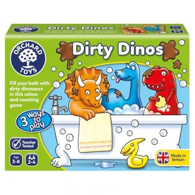 Image of Orchard Toys Dirty Dinos Game, Colouring and Counting Perfect For Preschoolers Kids Age 3 6, Educational Game