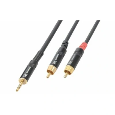 Image of PD Connex 1.5m 3.5mm Stereo Jack to 2x RCA Male Cable Audio Lead for Home Hi Fi, Car Stereo, Speaker Systems Ideal Connecting Smartphones, Tablets, Laptops Inputs