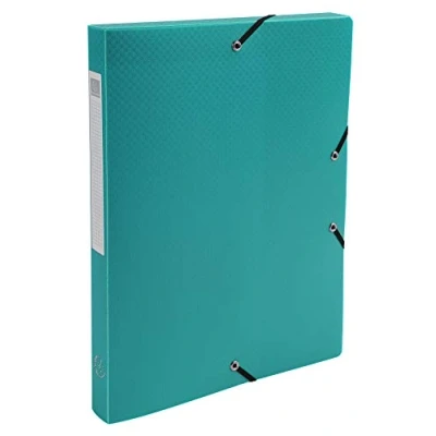 Image of Exacompta Ref 59683E Uni PP Elasticated Filing Box 250 x 330mm in Size, Suitable for Holding A4 Documents, 25mm Spine, Opaque Polypropylene, Spine Label Green