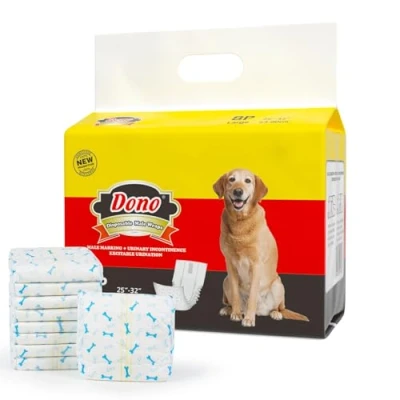 Image of Dono Dog Nappies Male,Male Wraps with Wetness Indicator,Disposable Belly Bands for Puppies,Super Absorbent&amp;Leak proof,Puppy Incontinence,Marking Issues,Traveling (L 8count)