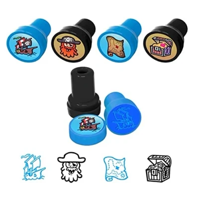 Image of Anila&#039;s Self Inking Stampers in a variety of themes for Party Bag Fillers and Favours Kids. (Pirate, 12)