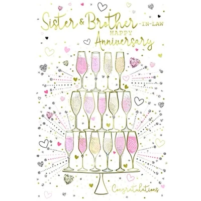 Image of Special Days Sister &amp; Brother In Law Happy Anniversary Champagne Design Card Lovely Verse