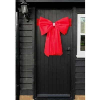 Image of Marco Paul Christmas Red Diamante Door Bow Xmas Celebration Home Décor Festive Decoration Outdoor Indoor Ornamental