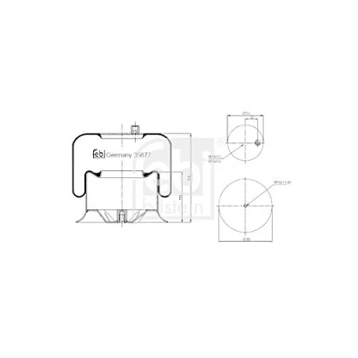 Image of 9423203221, 9743200417, A9423203221, A9743200417 Boot, air suspension FEBI BILSTEIN 35877 Rear Axle Left, Right MERCEDES BENZ: ATEGO 2