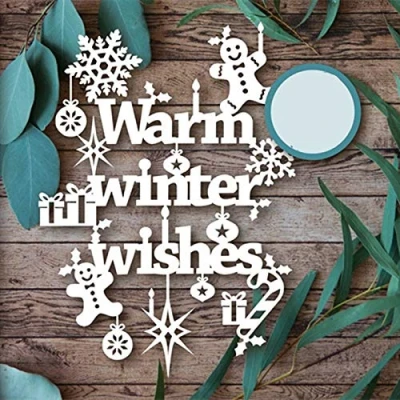 Image of Cutting Dies for Card Making, YunTrip Xmas Gingerbread Man Winter Wish Metal Stencil DIY Scrapbooking Album Embossing Paper Cards Decorative Craft
