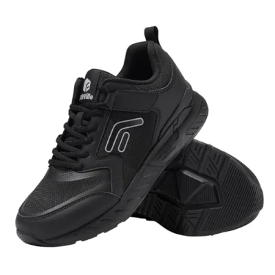 Image of FitVille Womens Wide Fit Trainers Comfortable Walking Shoes Non Slip Sneakers for Ladies Plantar Fasciitis Swollen Feet Jet Black