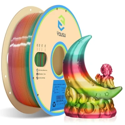 Image of YOUSU Rainbow PLA Filament 1.75mm,Changing Silk 3D Printer Multicolor Color Gradient Filament,Macaron Printing Filament,1kg,2.2 lbs