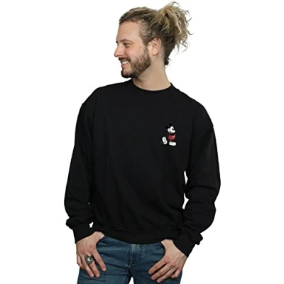 Image of Disney Men&#039;s Mickey Mouse Kickin Retro Chest Sweatshirt Black XX Large