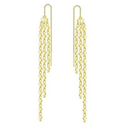 Image of KristLand Long Tassel Earrings Gold Drop Plated Dangle Stud Weddings Bridal Party Gift for Woman Ladies Girls