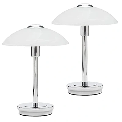 Image of LITECRAFT Touch Sensitive Table Lamp G9 Base with Alabaster Shade (Pack of 2, Polished Chrome)