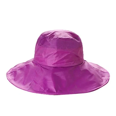 Image of Rain Hat for Women Wide Brim Packable Ladies Cap, Waterproof, Sun Protection, Satin Lined Outdoor Bucket Hat, Magenta, L