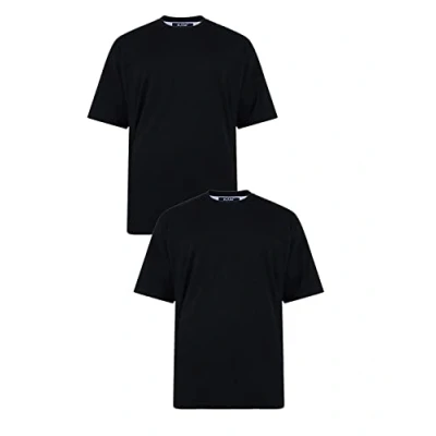 Image of KAM Big and Tall &#039;Stan&#039; Plain Crew Neck T Shirt in 2 Pack Cotton Rich Top Large Size Fit JEANBASE Black 6XL