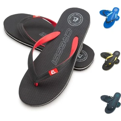 Image of Cressi Leaf Flip Flop Unisex Flops for Beach and Pool Black/Red, 3/4.5 UK 35/36 EU