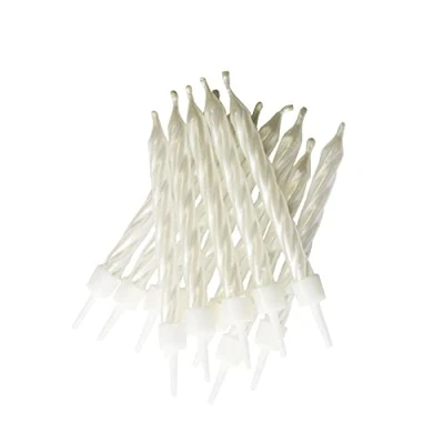 Image of Anniversary House Pearlescent Candles White with Holders Pack of 12