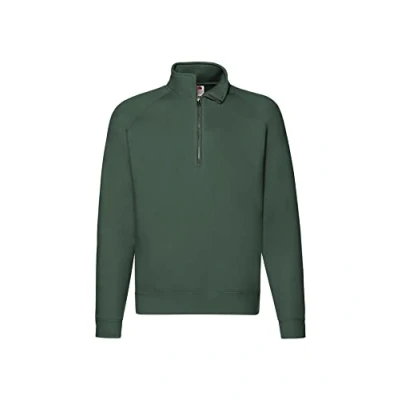Image of Fruit of the Loom Men&#039;s Premium Zip Neck Sweat Sweater, Bottle Green, XL