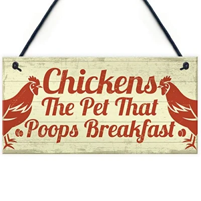 Image of RED OCEAN Funny Chicken Signs For Coop Garden Gate Home Decor Novelty Plaque Pet Animal Gifts Lovers