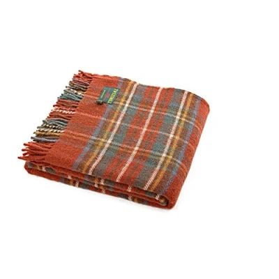 Image of Antique Royal Stewart Tartan Picnic Blanket Wool Throw Travel Rug