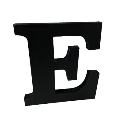 Image of Black Wooden MDF Letter E Size 13cm Tall Free Standing Letters for Arts &amp; Crafts Personalized Name Decor